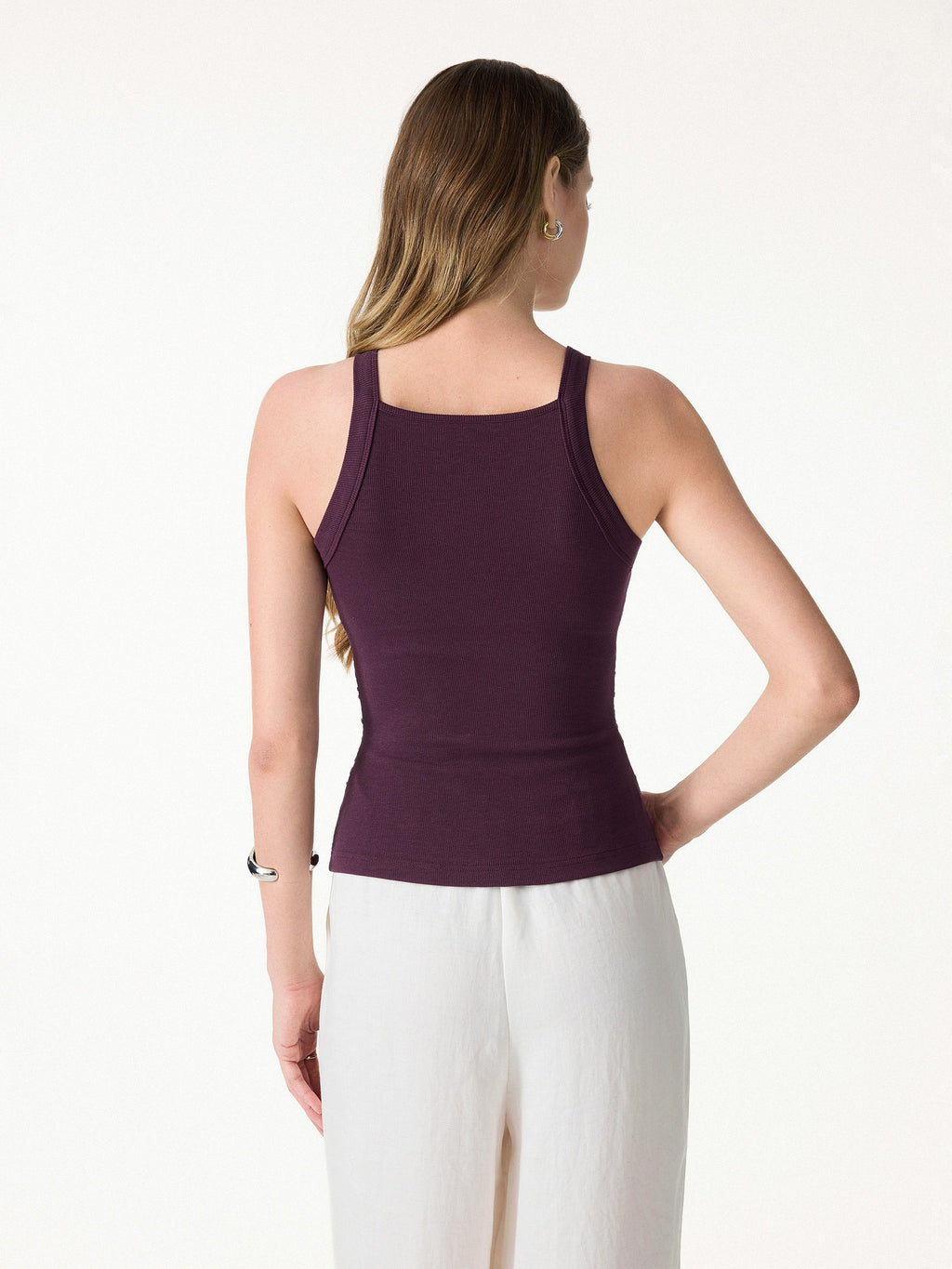 OGLmove Plantive Square Neck Ruched Rib Bra Tank Deep Fig