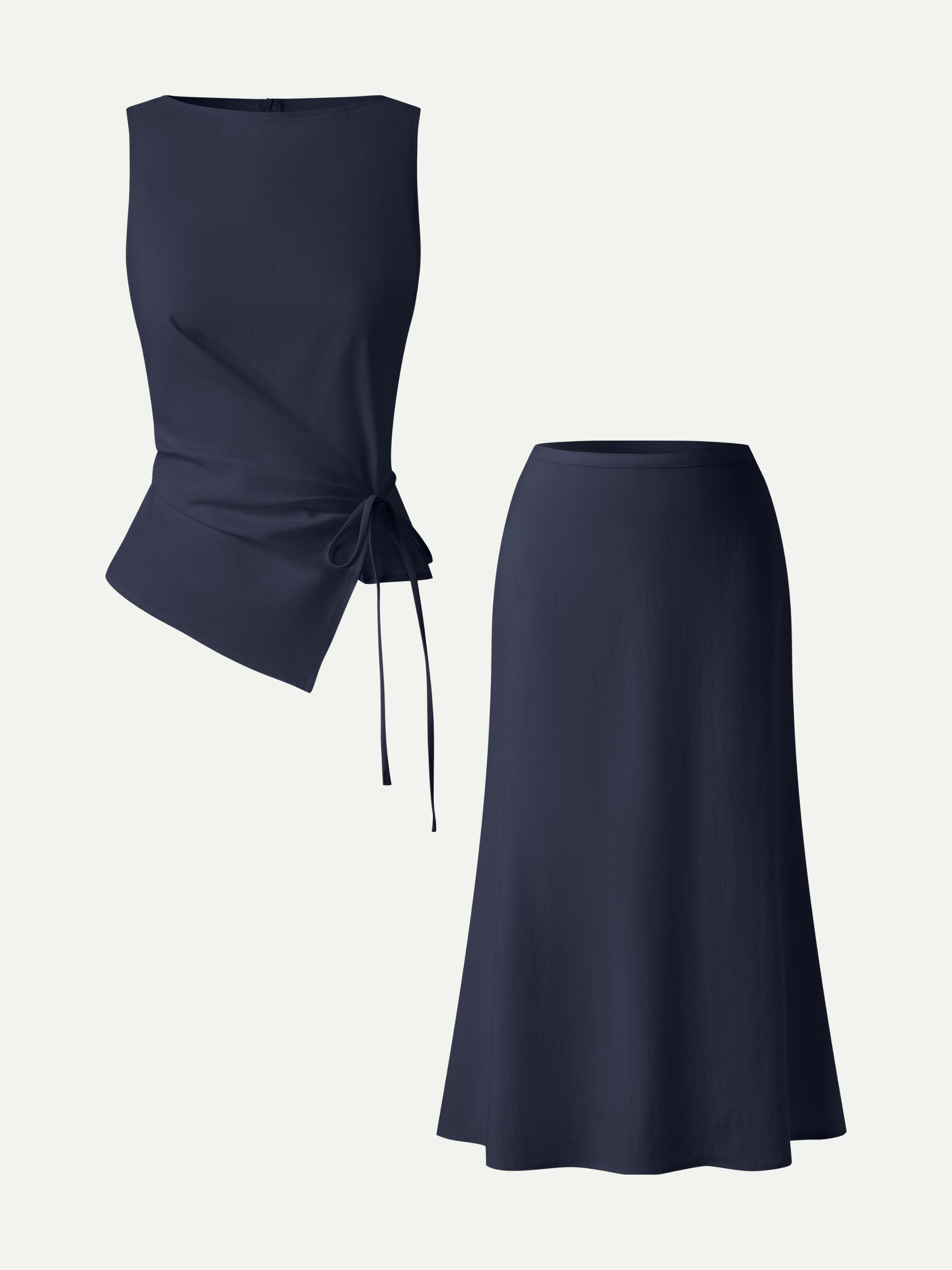 OGLmove 2-Piece Boatneck Top and Maxi Flared Skirt Set