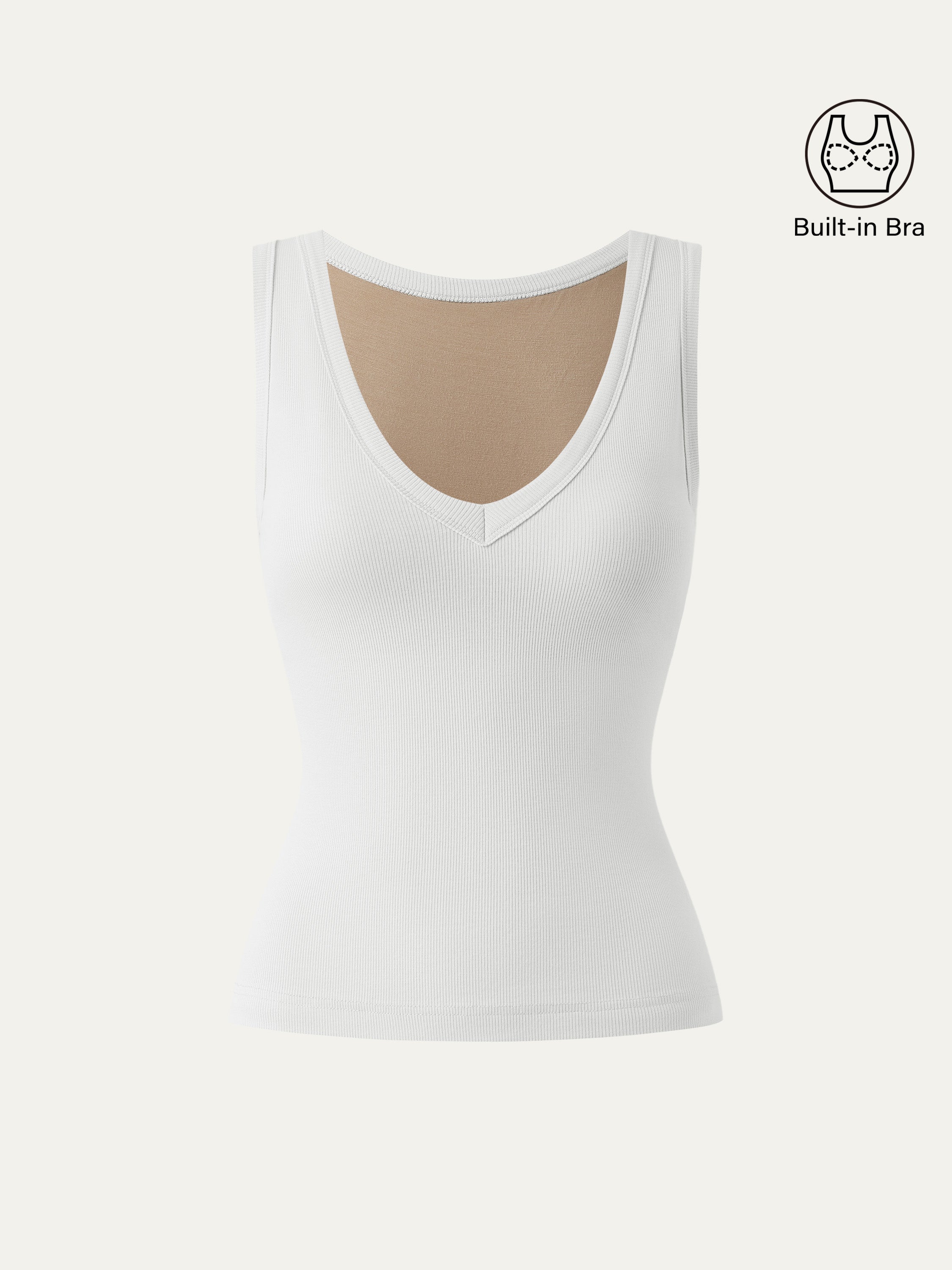 OGLmove Cotton Air Bra Tank V-Neck Stretchy Heather Grey