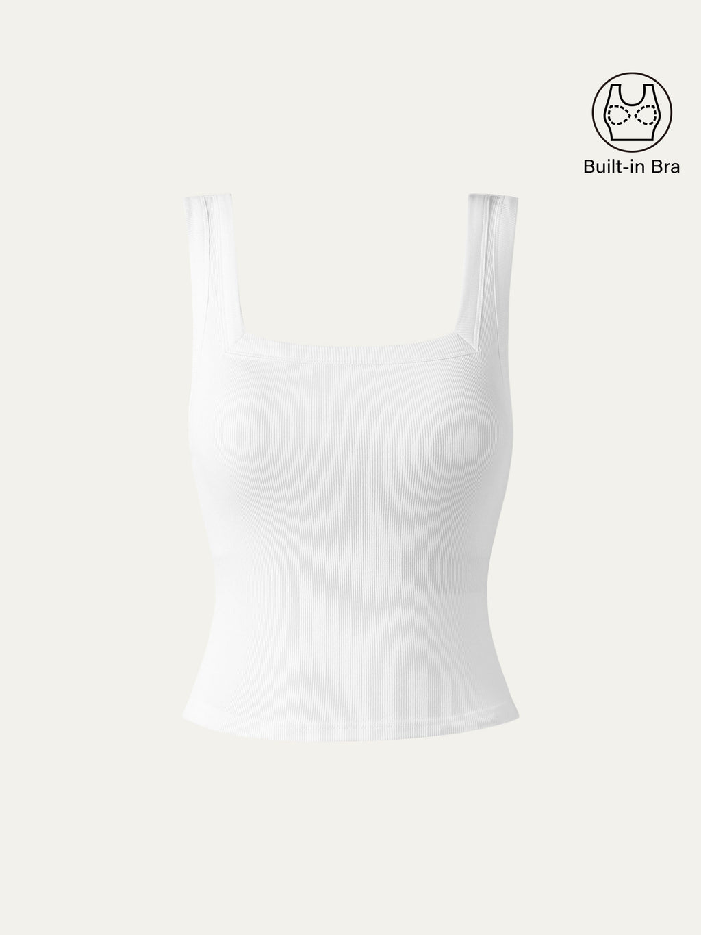 OGLmove Slinky Square Open-Back Bra Tank Top Cropped White