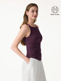 OGLmove Plantive Square Neck Ruched Rib Bra Tank Deep Fig