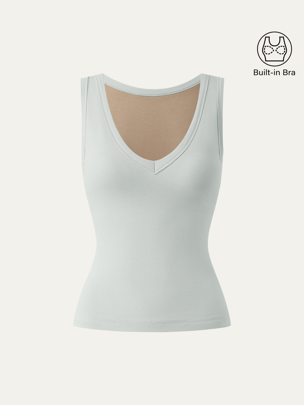 OGLmove Cotton Air Bra Tank V-Neck Stretchy Heather Grey