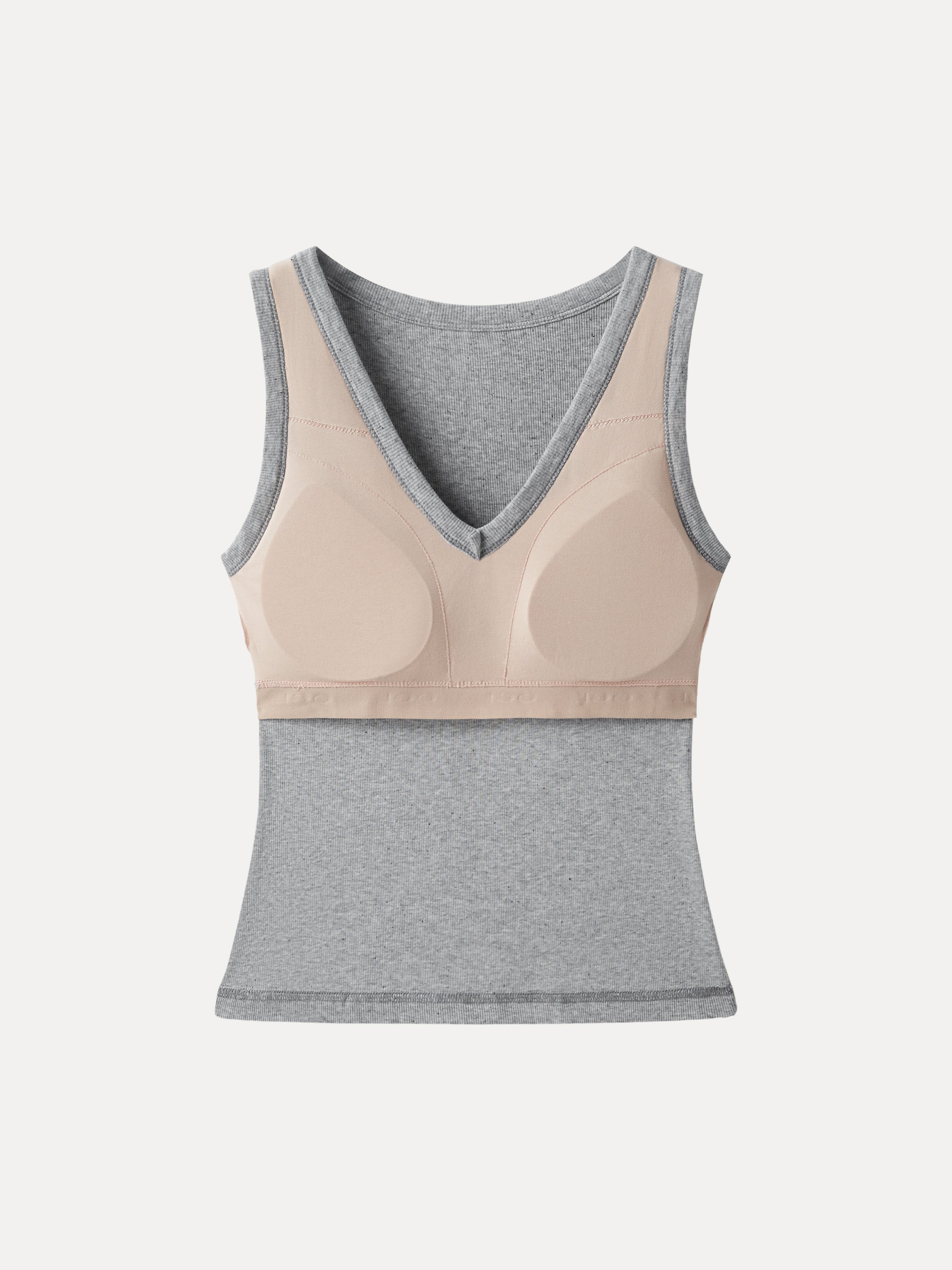 OGLmove Cotton Air Bra Tank V-Neck Stretchy Heather Grey