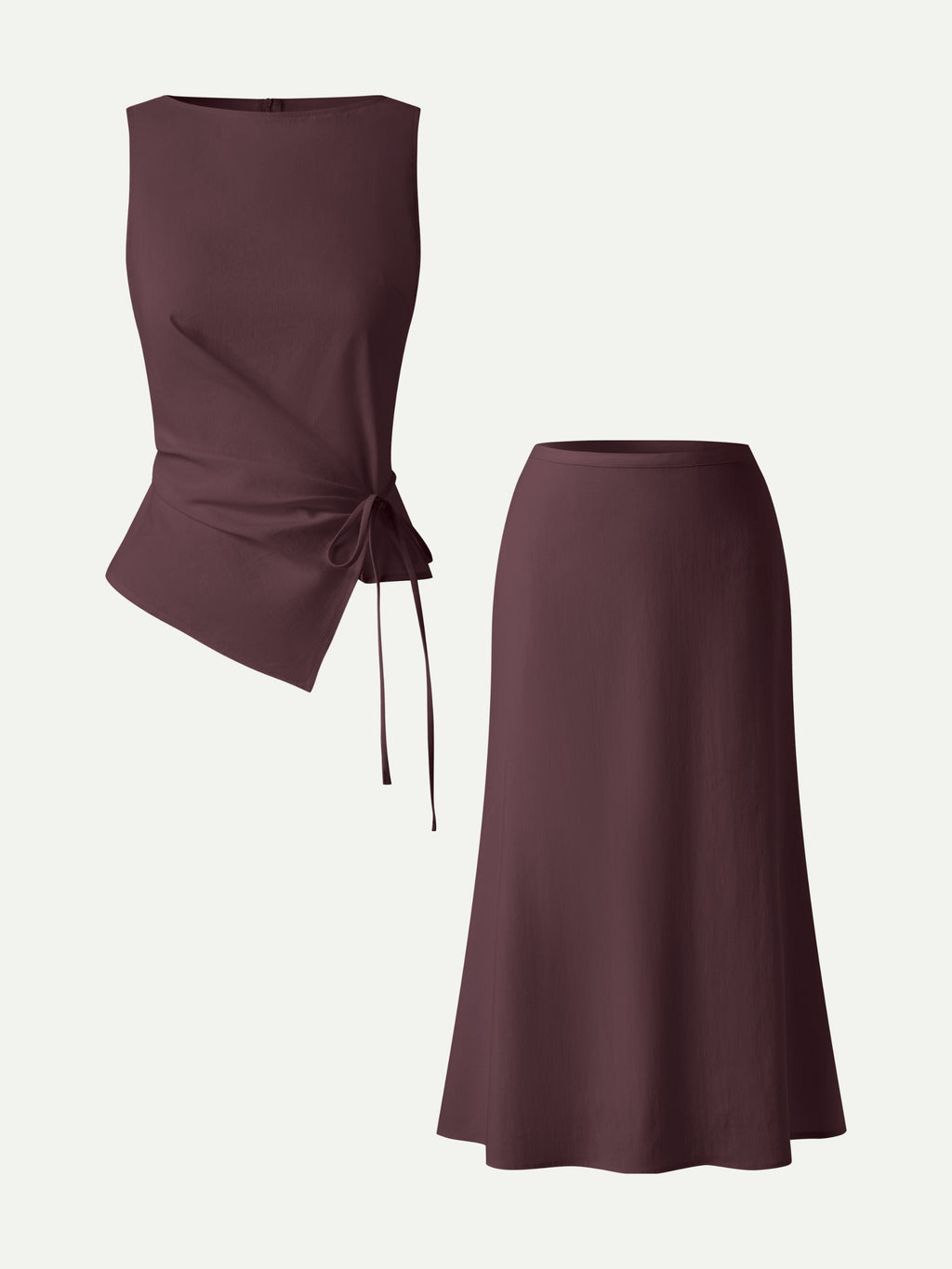 OGLmove 2-Piece Boatneck Top and Maxi Flared Skirt Set