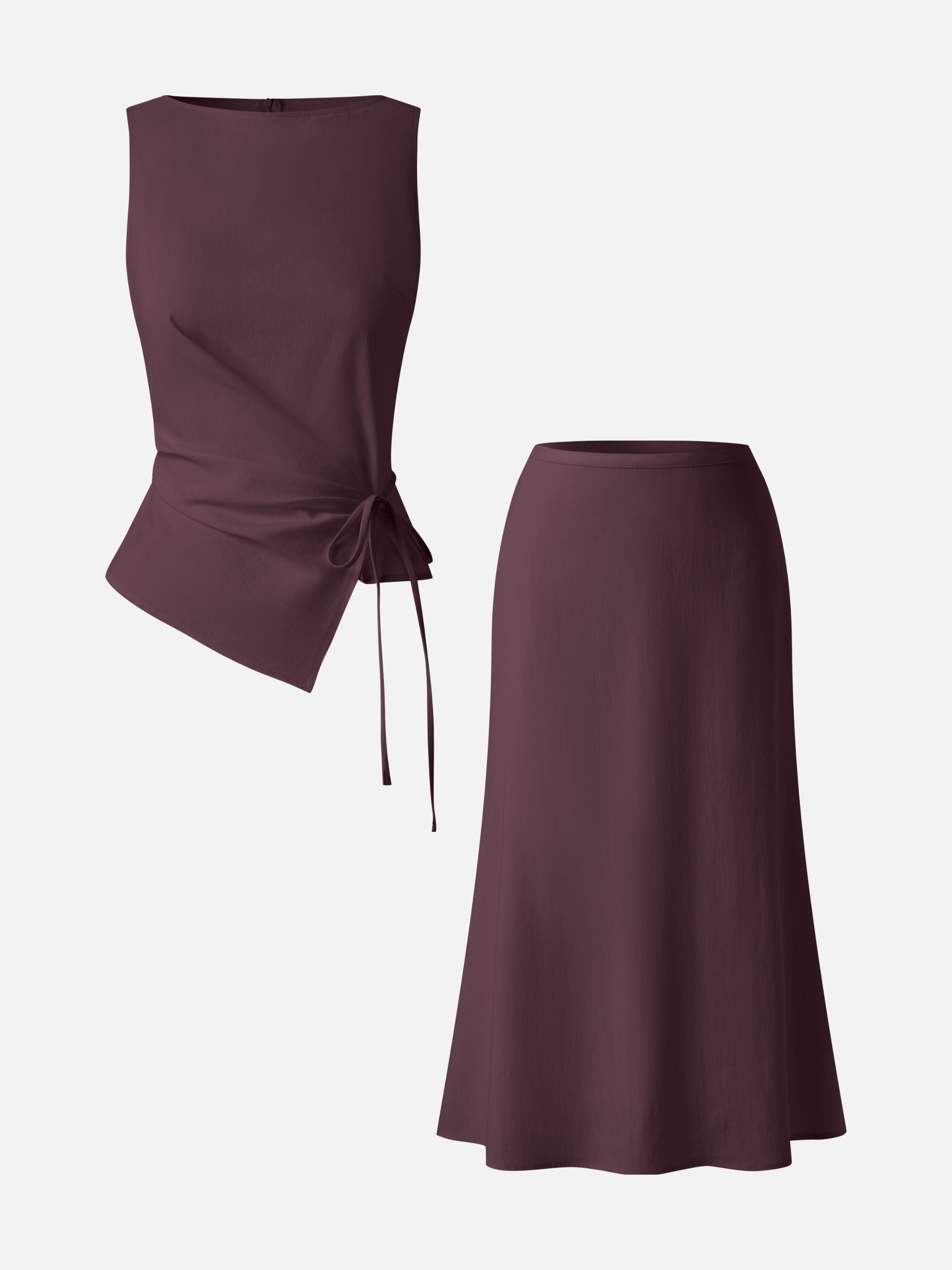 OGLmove 2-Piece Boatneck Top and Maxi Flared Skirt Set