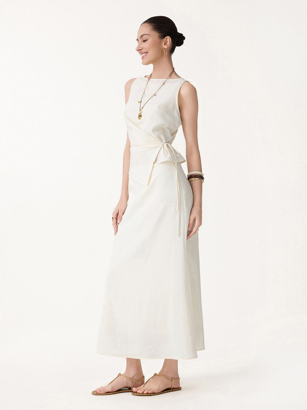 OGLmove 2-Piece Boatneck Top and Maxi Flared Skirt Set