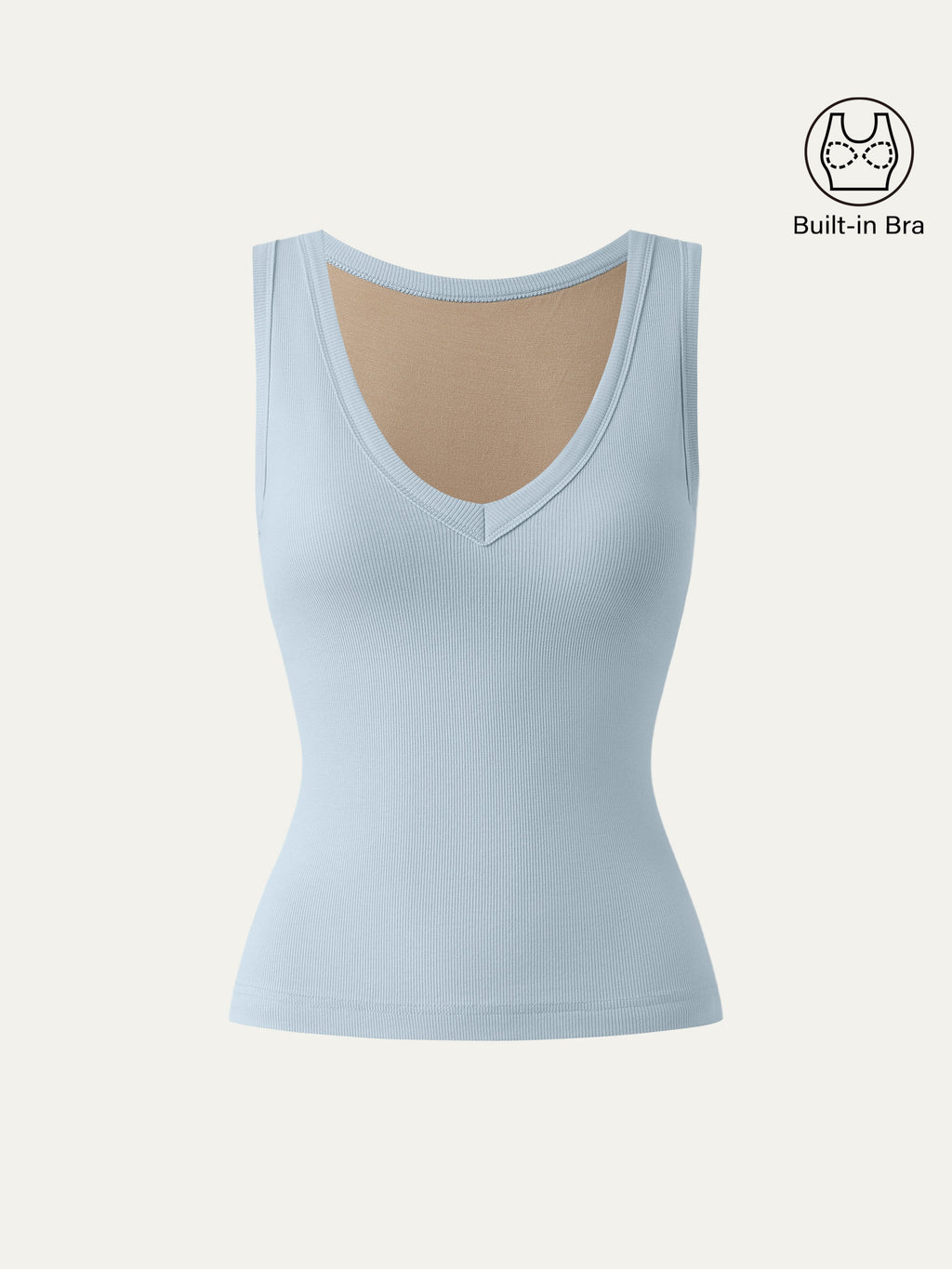 OGLmove Cotton Air Bra Tank V-Neck Stretchy Heather Grey