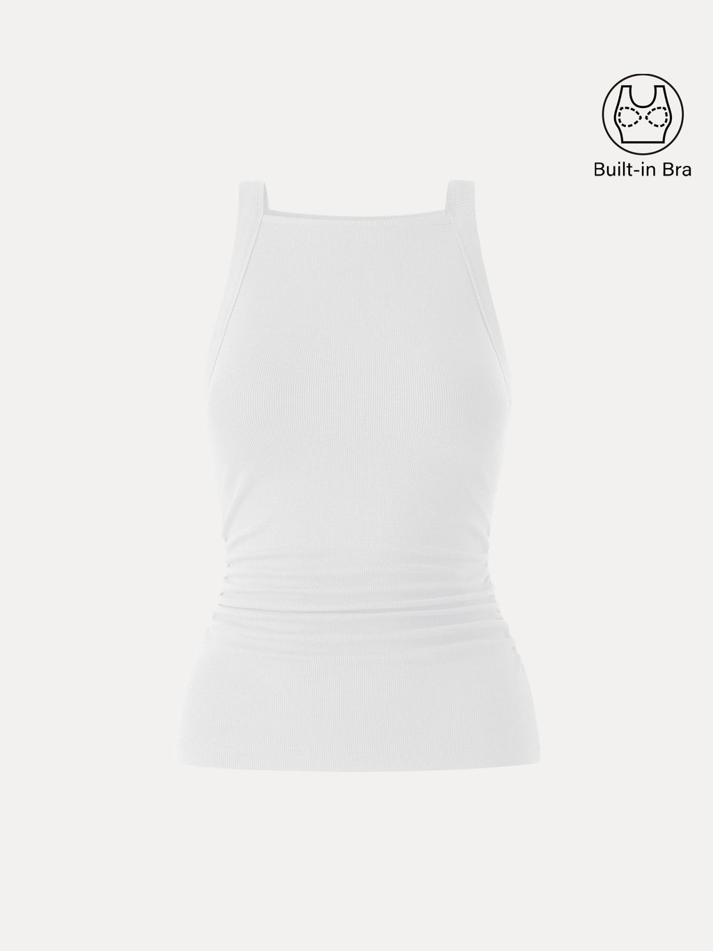 OGLmove Plantive Square Neck Ruched Rib Bra Tank Deep Fig