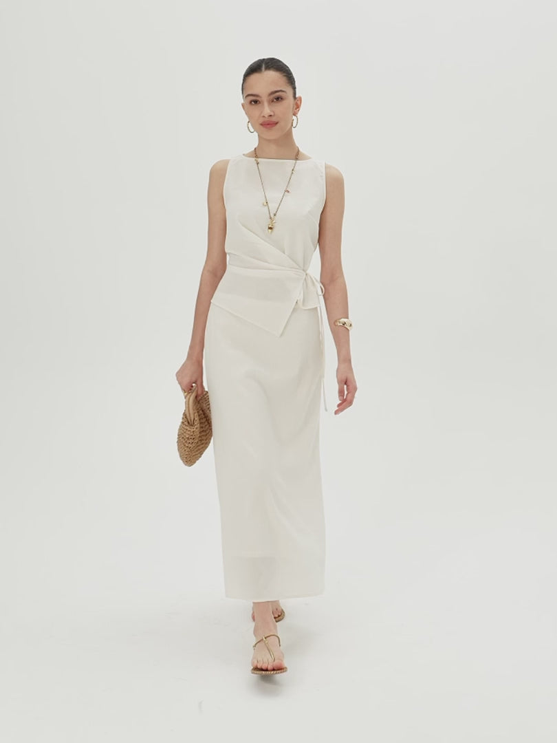 OGLmove 2-Piece Boatneck Top and Maxi Flared Skirt Set